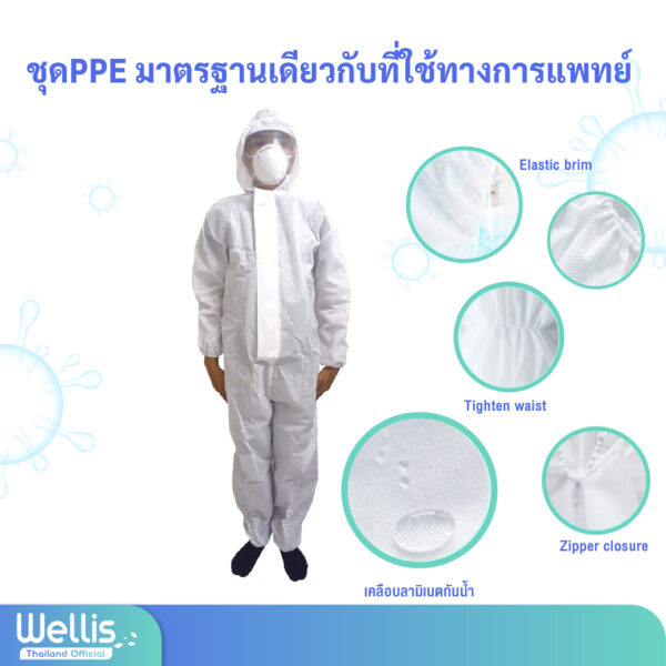 ชุด PPE ชุด Personal Protective Equipment - สะท้อนละอองน้ำที่อาจมีเชื้อ ...